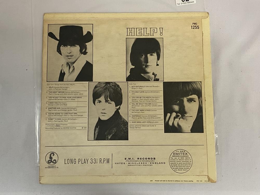 The Beatles Help! Mono Parlophone label, PMC1255 Black / Yellow label. Vinyl VG Cover VG - Image 2 of 4