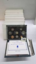 Eight UK coin proof sets, 1983-1990.