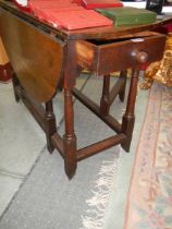 A period oak gateleg table with drawer, COLLECT ONLY.