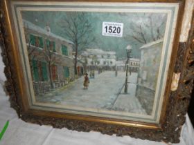 A framed and glazed early 20th century oil on board signed Marian Utrillo, frame a/f, COLLECT ONLY.