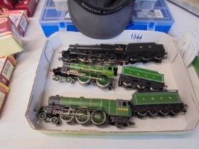 Three '00' gauge model railway engines and tenders including Cheshire LNER, Gladiator LNER etc.,