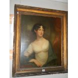 An early Victorian oil on canvas portrait of Lady Frances Bonner, born 1798. COLLECT ONLY.