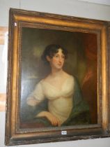 An early Victorian oil on canvas portrait of Lady Frances Bonner, born 1798. COLLECT ONLY.