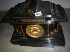 A Victorian Palladian style slate clock, COLLECT ONLY.