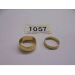 Two 18ct gold wedding rings, sizes I and J half, 9.3 grams.