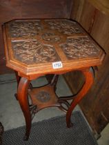 A good 20th century carved oak side table. COLLECT ONLY.