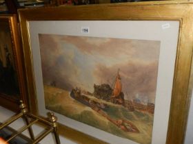 A framed and glazed watercolour seascape. COLLECT ONLY.