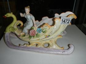 A good mid 20th century porcelain tray featuing a lady and a cherub.