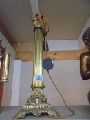A brass corinthian column table lamp base (re-wired).