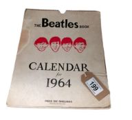 A Rare Beatles book calendar for 1964, 9 x 11 inch Spiral bound, Price Six shillings, Front of