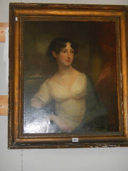 An early Victorian oil on canvas portrait of Lady Frances Bonner, born 1798. COLLECT ONLY. - Image 2 of 5