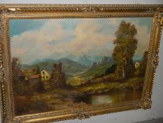 A good gilt framed oil on canvas rural scene, COLLECT ONLY.