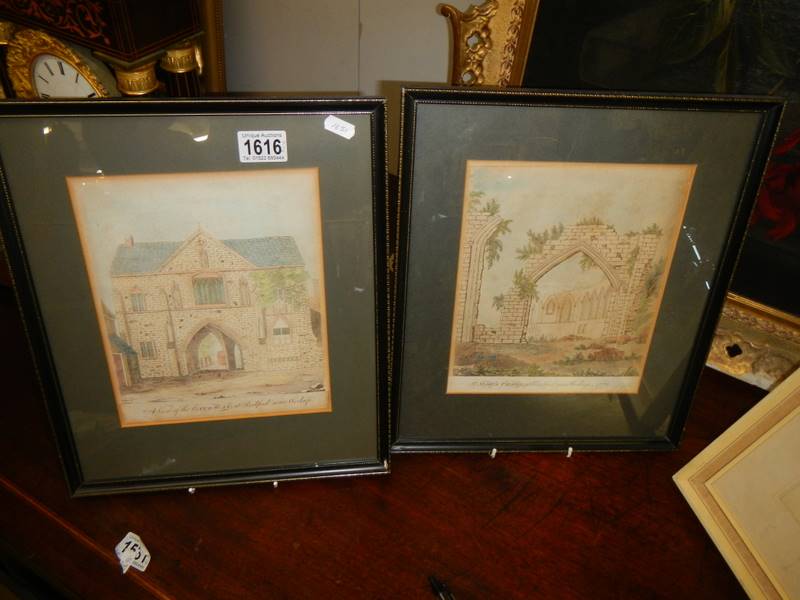 A pair of late 18th century architectural studies of sites near Worksop, COLLECT ONLY. - Image 6 of 6