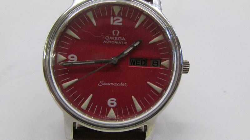 A Vintage Omega Automatic Seamaster - Red. - Image 4 of 5