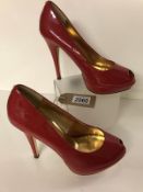 Red patent Ted Baker peep toe heels. With lovely gold colour inside and underneath.