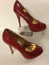 Red patent Ted Baker peep toe heels. With lovely gold colour inside and underneath.