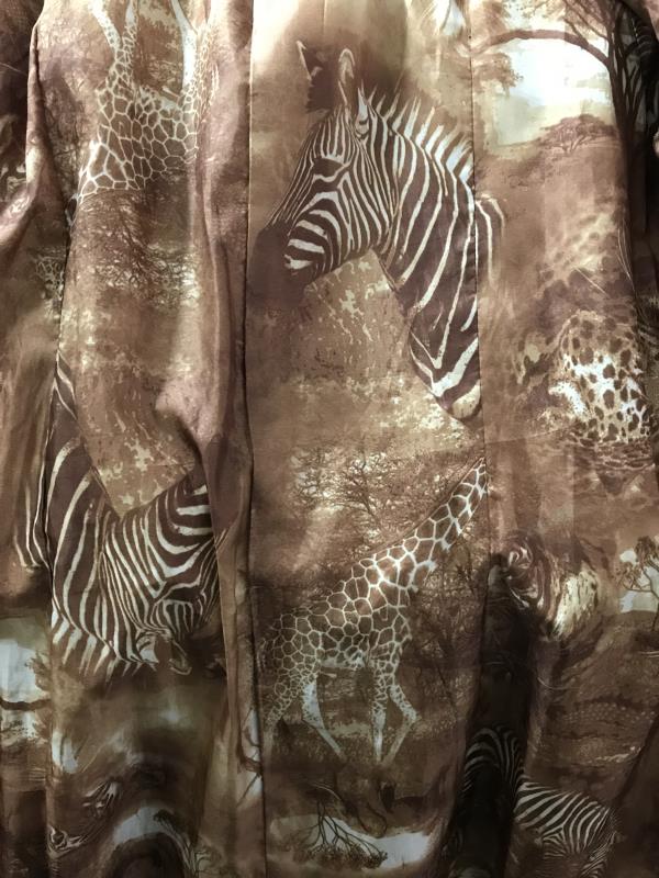 Italian designer silk checked trench coat zebra print lined, size 12 - Image 4 of 5
