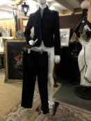 A heavy linen jacket with velvet trim detail, with matching trousers size 10, Designer Luisa Cerano