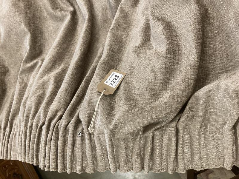 A Pair of Beige velvet like textured curtains (drop 215cm. 200cm top 160cm - Image 4 of 6