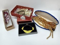A mixed lot of costume jewellery including pearls