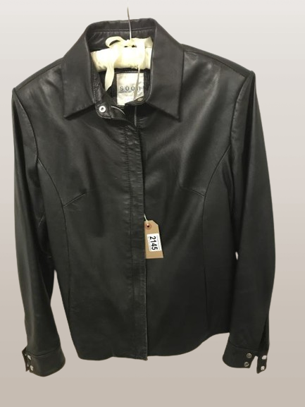 Black Leather short jacket. Age related marks & wear.