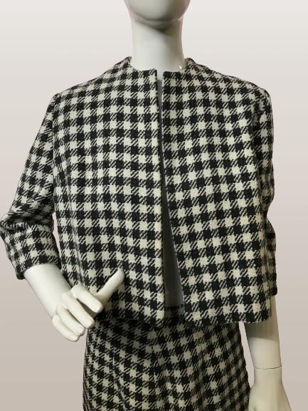 Vintage handmade checked wool houndstooth suit size 12 - Image 2 of 3
