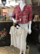 A Linen shirt cardigan top, and Frill fronted short sleeved top,