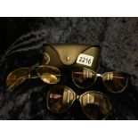 Collection of sunglasses including ray bans case