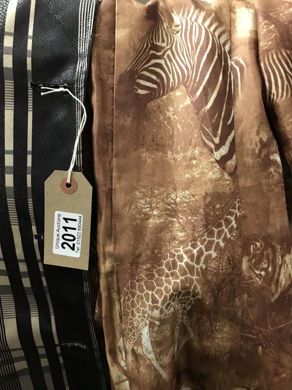 Italian designer silk checked trench coat zebra print lined, size 12 - Image 5 of 5