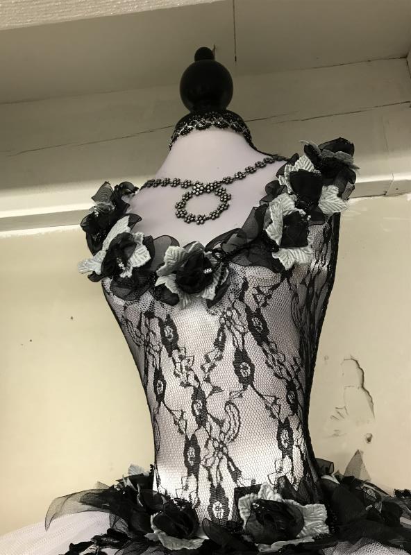 A mannequin with black netting and embellishments, No stand - Image 2 of 3