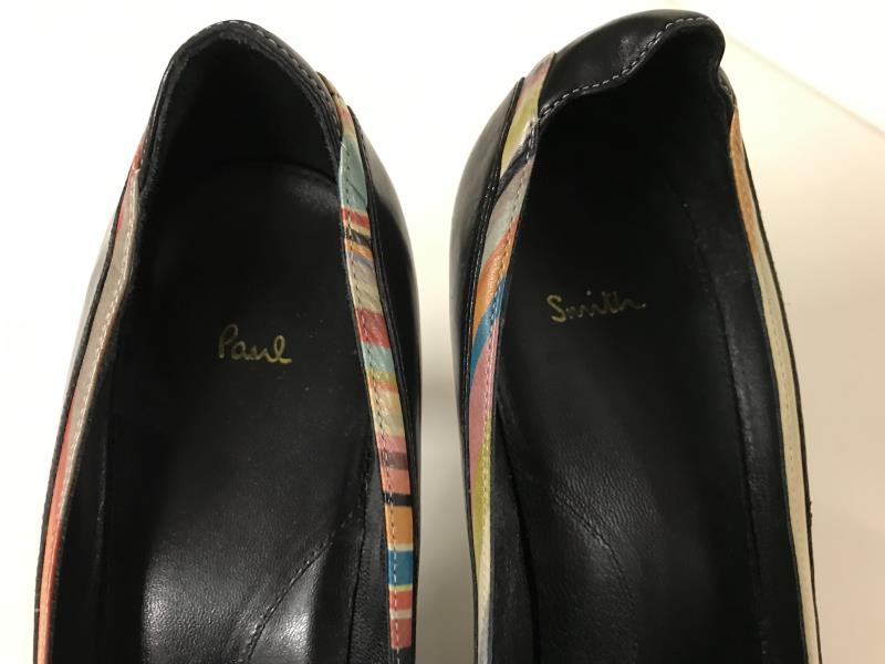 Paul Smith High heels 2 1/2 Inch heel. Black leather Signature stripe size 4 / 37 - Image 3 of 4