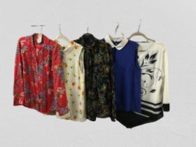 Three print blouses and two other