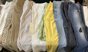 A quantity of summer & denim trousers including Jaque Vert & Gardeur. Various lengths & sizes.