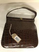 Vintage Crocodile Skin Handbag by Lederer Handbags. 25x27x6cm