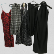 Five sleeveless dresses approx. size 10