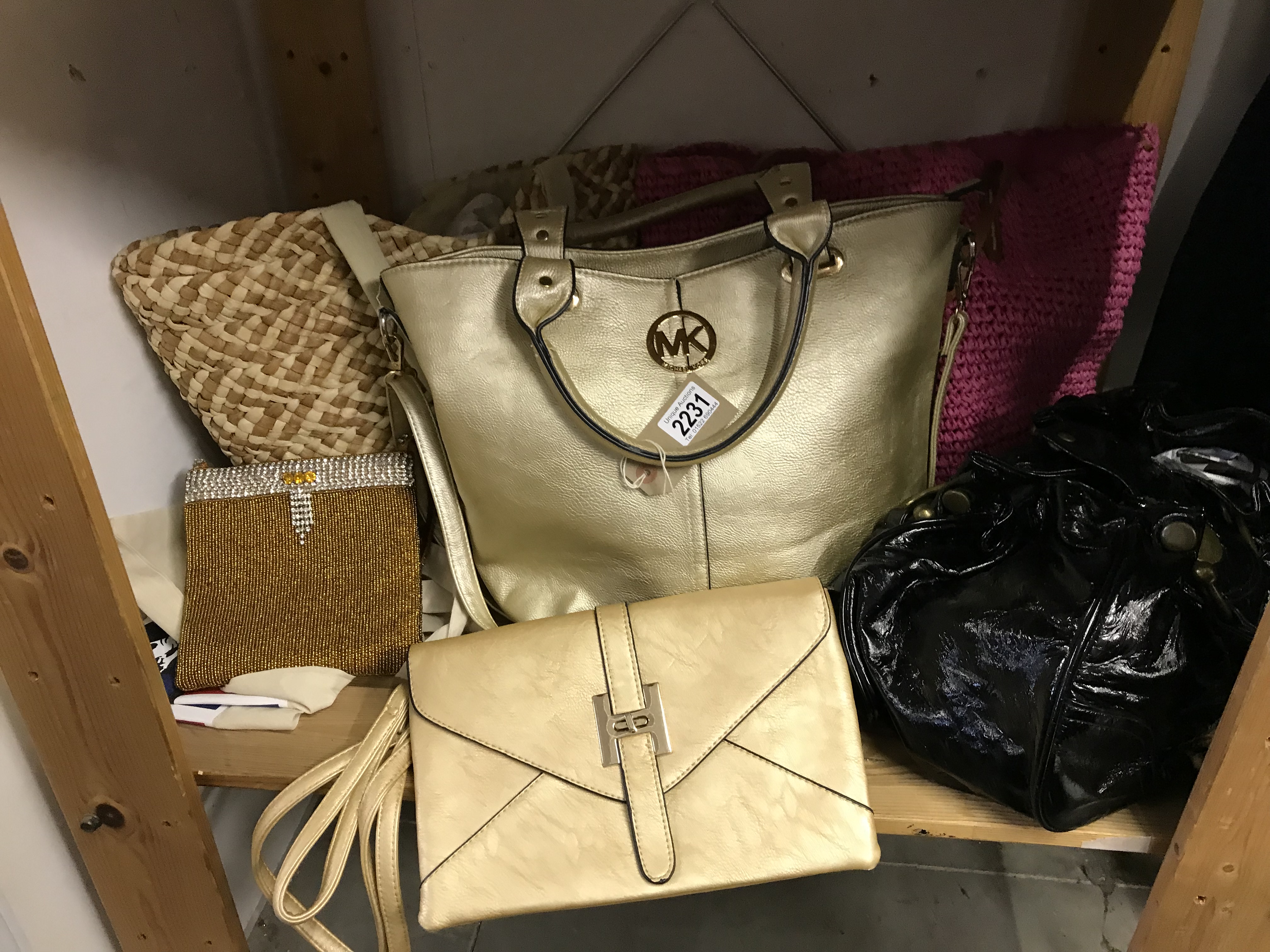 A collection handbags in various colours and styles