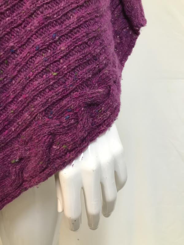 A Vintage merino wool poncho shawl. Dark Pink with rainbow flecks. Designer Irelands Eye, size - Image 2 of 3