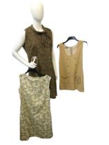Three vintage dresses in lovely condition in shades of muted browns and greens