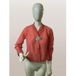 Vintage salmon rayon shirt blouse, size 10-12