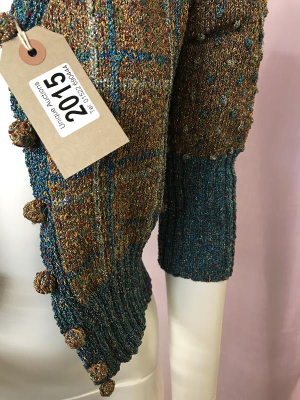 Vintage hand knitted 1970's lurex cardigan, size 10 - Image 2 of 3