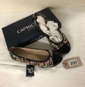 New Caprice Leather ballet pump shoes, German designer leopard print with Florals