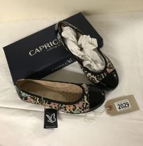 New Caprice Leather ballet pump shoes, German designer leopard print with Florals