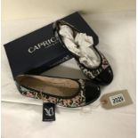 New Caprice Leather ballet pump shoes, German designer leopard print with Florals