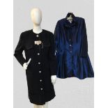 Metallic Blue button up coat & Blue button up dress with pleated hem