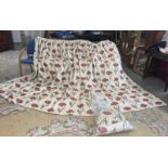 A pair of lovely floral curtains Beige background with red & pink large flowers