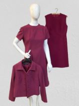 Peggy French twin set outfit, A/F including dark pink Peggy French pencil dress