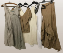 A selection of 5 items. Including Ruffle skirt and gold top with beading details and side tie
