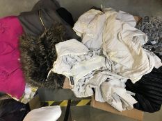 Two boxes of clothing with a collection of various items, colours and sizes