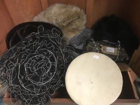 A quantity of vintage style / modern hats, purses etc