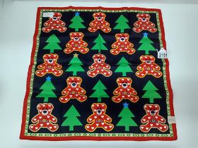 A rare Vivienne Westwood Mini scarf / handkerchief with bears and Christmas trees